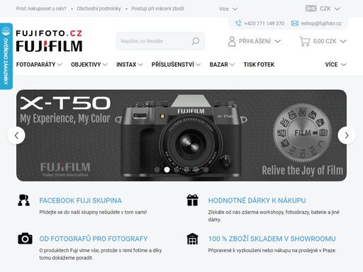fujifoto.cz | specializovaná prodejna na prodej fototechniky fujifilm | fotoaparáty řady x a gfx, instax, objektivy, foto příslušenství | bazar a půjčovna | tisk fotografií