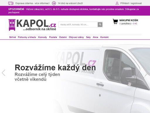 kapol.cz - odborník na skříně. nabízíme skříně a skříňky, komody, pohovky postele a mnoho dalšího.