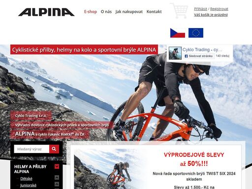 cyklistické přilby a helmy na kolo alpina. sportovní brýle alpina. cyklistické rukavice roeckl.