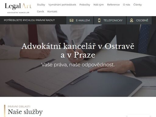 jsme česká advokátní kancelář legalart s.r.o. se sídlem v ostravě a s pobočkou v praze s tuzemskou i zahraniční klientelou. poskytujeme komplexní právní poradenství na nejvyšší úrovni.