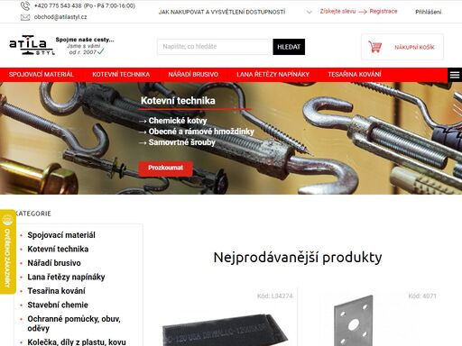 e-shop se spojovacím materiálem a kotevní technikou. 96 % produktů máme skladem? a připraveno ihned k odeslání?.