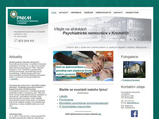 oficiální stránky psychiatrické nemocnice v kroměříži