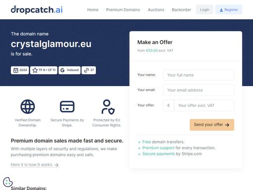 the domain crystalglamour.eu is for sale on dropcatch.ai.