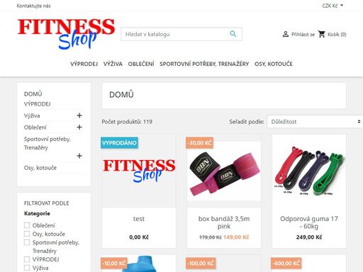 fitness shop - obchod se sportovní výživou, oblečením a doplňky