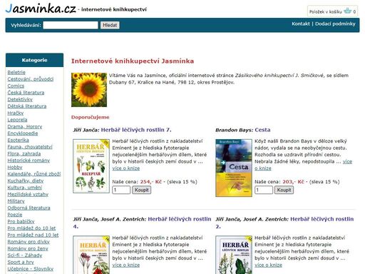 knihkupectví jasminka - zásilkový prodej knih - beletrie, dětská literatura, alternativní medicína - zdravá výživa