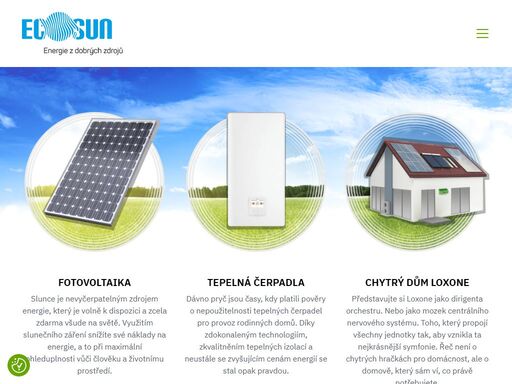 společnost ecosun se již 15 let specializuje na instalace fotovoltaických elektráren, tepelných čerpadel, ohřevů teplé vody a chytrých domů loxone.