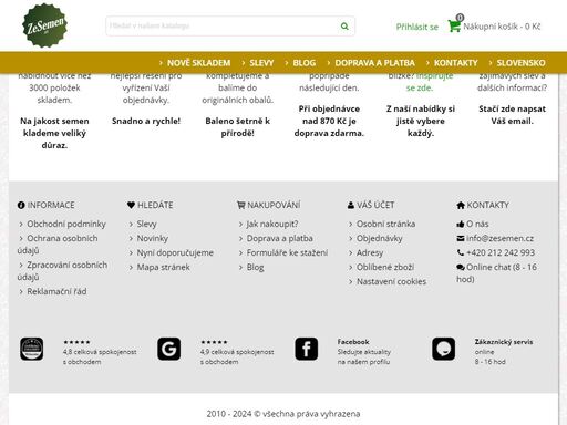 jeden z největších internetový obchodů nabízející semínka, cibuloviny, osiva a potřeby pro pěstování. vše skladem a čerstvé. odesíláme nejpozději zítra.