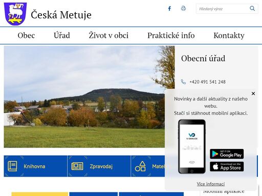 oficiální stránky obce česká metuje