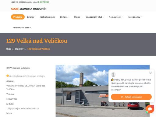 jednota, spotřební družstvo v hodoníně - síť maloobchodních prodejen