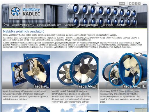 výroba průmyslových axiálních ventilátorů a příslušenství od tradičního českého výrobce. sériová i zakázková výroba.