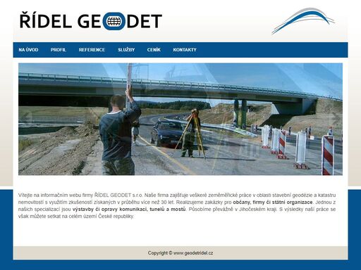 geodetické práce v oblasti výstavby pozemních komunikací, tunelů a mostů
