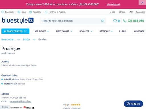 navštivte nás na pobočce v prostějově nebo si vyberte zájezd na webových stránkách. poleťte s ck blue style za sluníčkem. pomůžeme vám s výběrem.