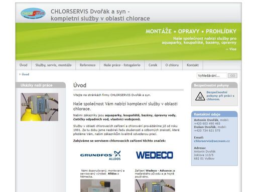 chlorservis dvořák a syn - kompletní služby v oblasti chlorace