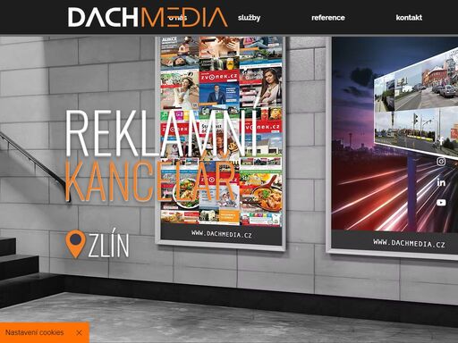 dachmedia - reklamní kancelář zlín, vám nabízí: print - outdoor - event - televize - on-lineinzerci. print v tematických časopisech štamgast&gurmán a naše realitní noviny, zajímavé venkovní reklamní plochy ve zlínském kraji a v rámci eventu kávafest - den kávy, nebo tv reklamu v oblasti food a gastro v televizi mňam tv