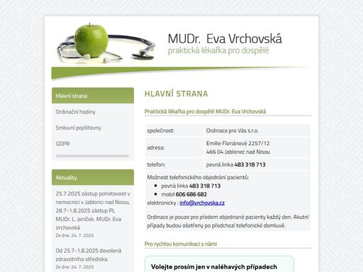 praktická lékařka pro dospělé mudr. eva vrchovská