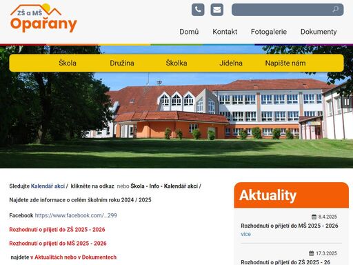 základní škola a mateřská škola opařany
