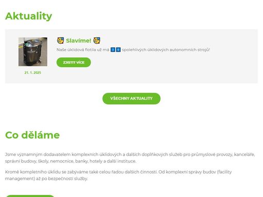 komplexní úklidové služby, správa budov a servis všech technologií budov i jednotlivých zařízení. zajistíme ostrahu budov, průmyslových objektů nebo i celých přilehlých areálů.