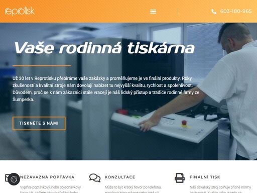 rodinná tiskárna reprotisk ze šumperka s 30 letou praxí, profesionálním přístupem a kvalitními tiskařskými stroji. rychlý, levný a kvalitní tisk pro každého.