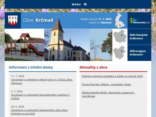 obec krčmaň se nachází v okrese olomouc, kraj olomoucký.