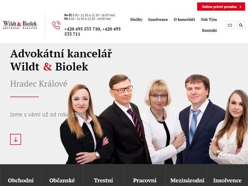 poskytujeme služby v oblastech obchodního práva, trestního práva, občanského, pracovního a mezinárodního soukromého práva. kontaktujte nás přes naše stránky. advokátní kancelář wildt & biolek v.o.s.