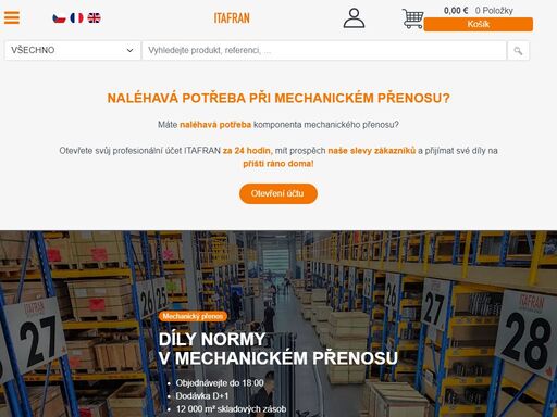 itafran, vaše platforma pro mechanické převody. 8 milionů položek skladem. rychlé dodání po celé evropě.