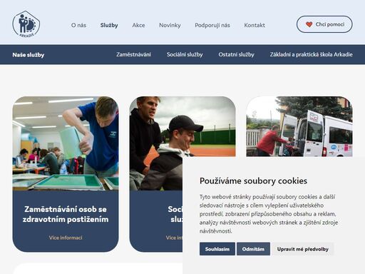 zaměstnávání osob se zdravotním postižením, sociální služby, arkadie teplice komplexní péče o zdravotně postižené - arkadie teplice