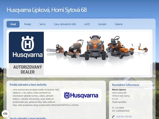 zahradní, lesní, technika, servis, prodej, půjčovna, originální, náhradní, díly, husqvarna servis, prodej a půjčovna zahradní a lesní techniky. autorizovaný prodejce značky husqvarna. prodej originálních náhradních dílů a příslušenství. autorizovaný servis pro stroje firem honda.briggs&stratton, dakr a mcculloch.
