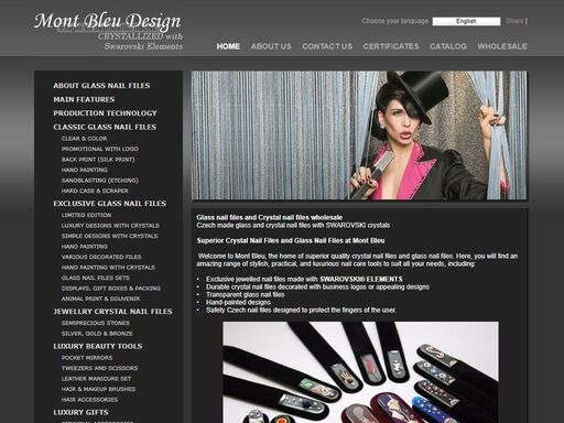 high quality glass nail files wholesale: plain, color, hand painted, with swarovski crystals. crystal nail files produced in czech republic by mont bleu.