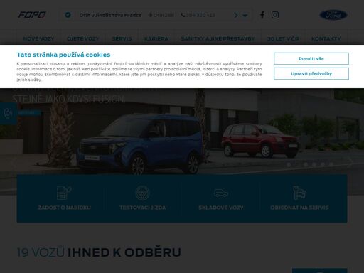společnost fopo ii., s. r. o. je zde pro vás a vaše vozy již 30 let. jsme stabilní a spolehlivý partner v oblasti prodeje nových a ojetých vozidel, dále v oblasti poprodejních služeb, tj. servisní, karosářské a lakýrnické práce v plném rozsahu a v té nejvyšší kvalitě.