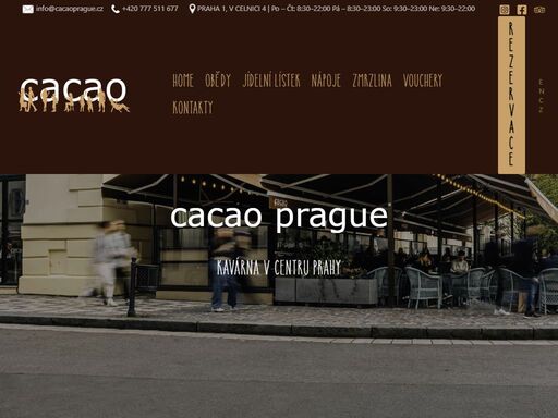 kousek od prašné brány se nachází pražská franšíza slovinských kaváren cacao. veškeré sladké i slané jídlo vyrábíme podle vlastních receptur.