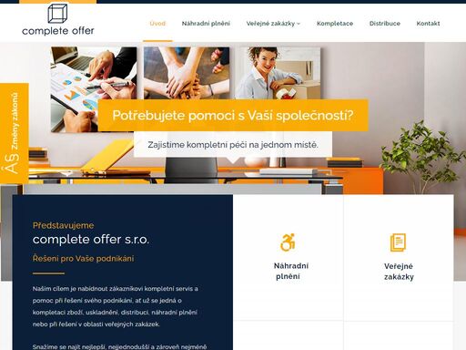 nabízíme klientům kompletní servis a pomoc při řešení podnikání, ať už se jedná o kompletaci zboží, uskladnění, distribuci, náhradní plnění nebo při řešení v oblasti veřejných zakázek.
