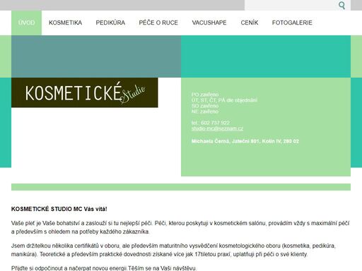informace o kosmetickém studiu mc. nabídka služeb salonu.