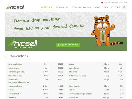 easily & quickly from 10 € to your desired domains with nicsell. simple payment with paypal. free registration. no risk.