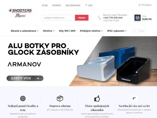 internetový a kamenný obchod se zbraněmi, střelivem, s vybavením pro ipsc střelbu. provádíme opravy a úpravy zbraní a povrchové povlakování zbraní titan nitridem.
