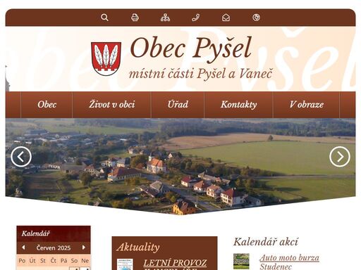 oficiální stránky obce pyšel