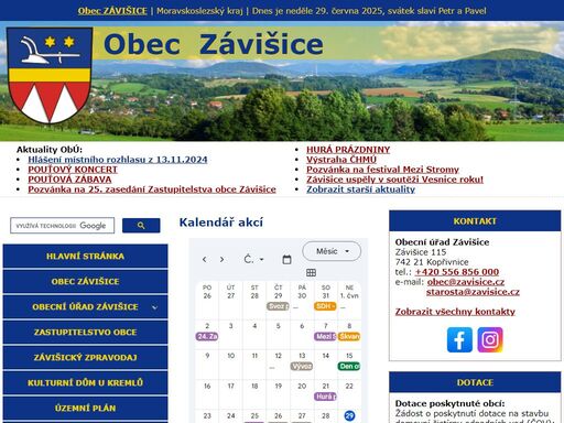 obec závišice - hlavní stránka obce