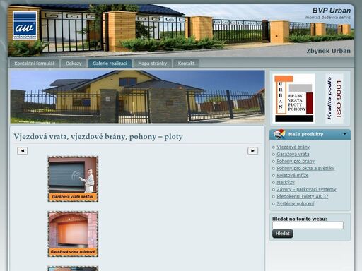 vjezdová vrata, vjezdové brány a pohony, ploty - výroba, dodávka a montáž garážových vrat a parkovacích systémů od firmy urban b.v.p. vjezdové vrata praha