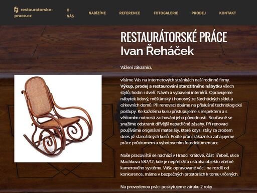 restaurátorské práce ivan řeháček, restaurávání nábytku, konzervování, renovace, louhování, řezbářství, starožitné interiéry, výkup starožitností