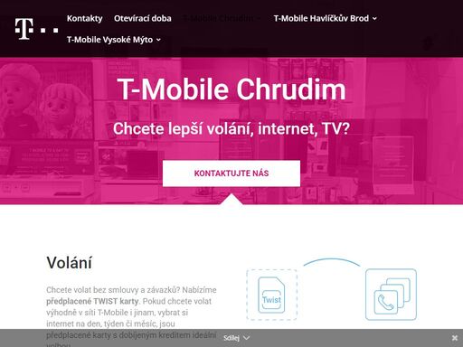 t-mobile chrudim nabízí služby pro volání, internet, dobíjení či tv.