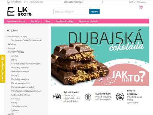 lkstore.cz - vše pro cukráře na jednom místě. vyberte si z naší nabídky cukrářského vybavení, surovin, zdobení a dalšího zboží.