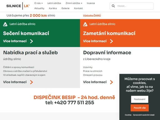 společnost silnice lk a.s. udržuje zeleň a lesní porosty, odstraňuje závady ve sjízdnosti, opotřebení nebo poškození komunikace, jejích součástí a příslušenství. v zimním období zajišťuje sjízdnost silnic ii. a iii. třídy v libereckém kraji.