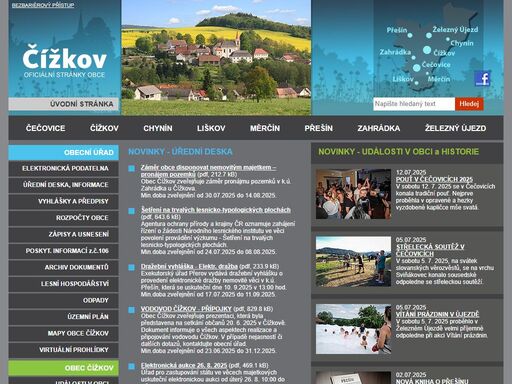 oficiální stránky obce čížkov okres plzeň-jih. 