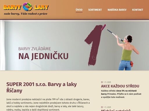 prodáváme barvy a laky, lazury, nátěry, malby, lepidla, drogistické zboží.