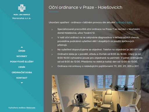 oční ordinance v praze - holešovicích