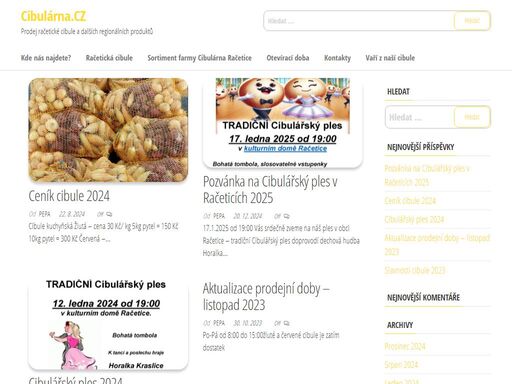 prodej račetické cibule a dalších regionálních produktů