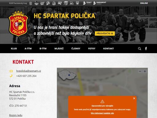 oficiální stránky hokejového klubu hc spartak polička