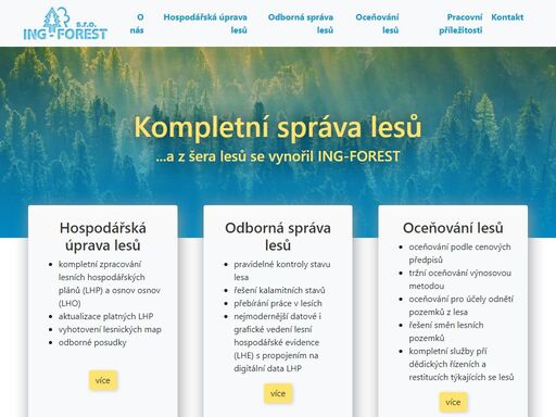 zajišťujeme veškeré činnosti v lesním hospodářství. tvorba lesních hospodářských plánů a osnov. přebíráme povinnosti spojené s vlastnictvím lesa.