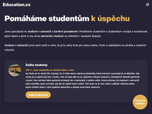 specialisté z education.cz vám pomohou se studiem v zahraničí. vybrat školu, projít přijímacím procesem i naplánovat kariéru.