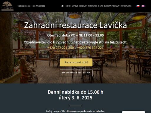 v naší restauraci lavička můžete vybírat z denního i stálého menu. naše pokrmy si můžete vychutnat v restauraci, nebo objednat a vyzvednout.