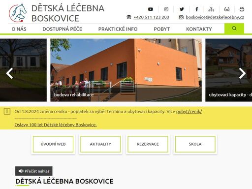oficiální stránky dětské léčebny boskovice